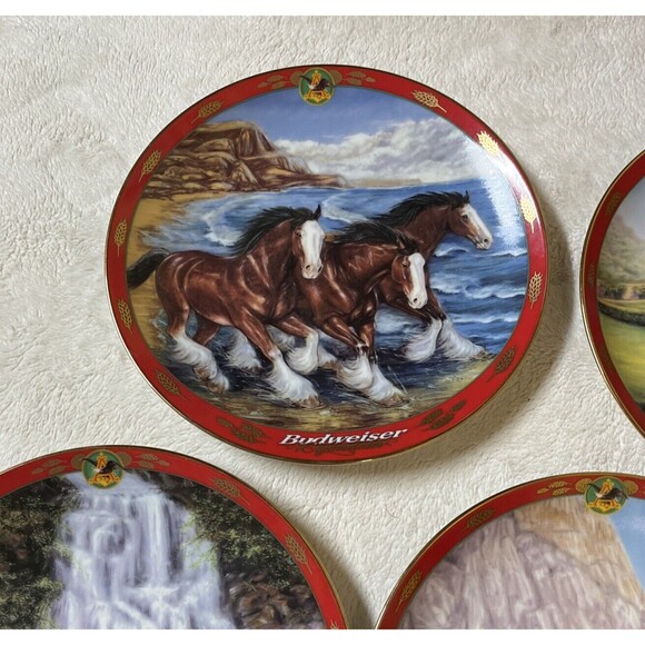 Lot of 7 Budweiser Clydesdales Collector Plates 1998 1999 2000 Winter Beach Farm - Picture 7 of 12